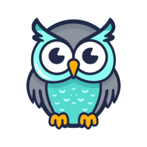 A light blue cartoon owl